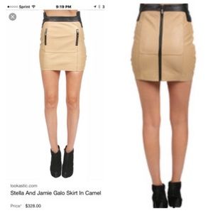 Nordstrom Beige Leather Mini Skirt